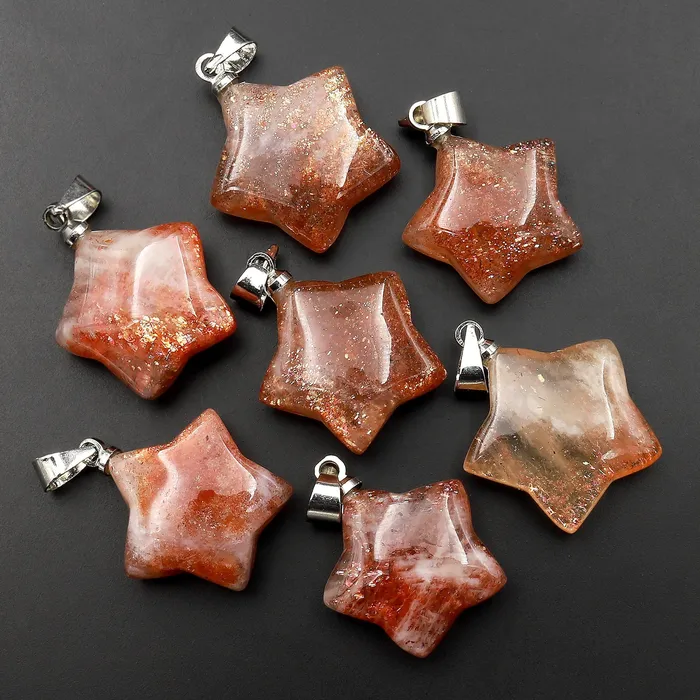 Rare Natural Orange Arusha Sunstone Star Gemstone Pendant Intrinsic Trading Necklaces