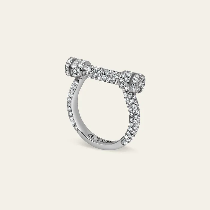Rings Hand crafted in 18k white gold and set with highquality round brilliant cut diamonds Estribo Ring