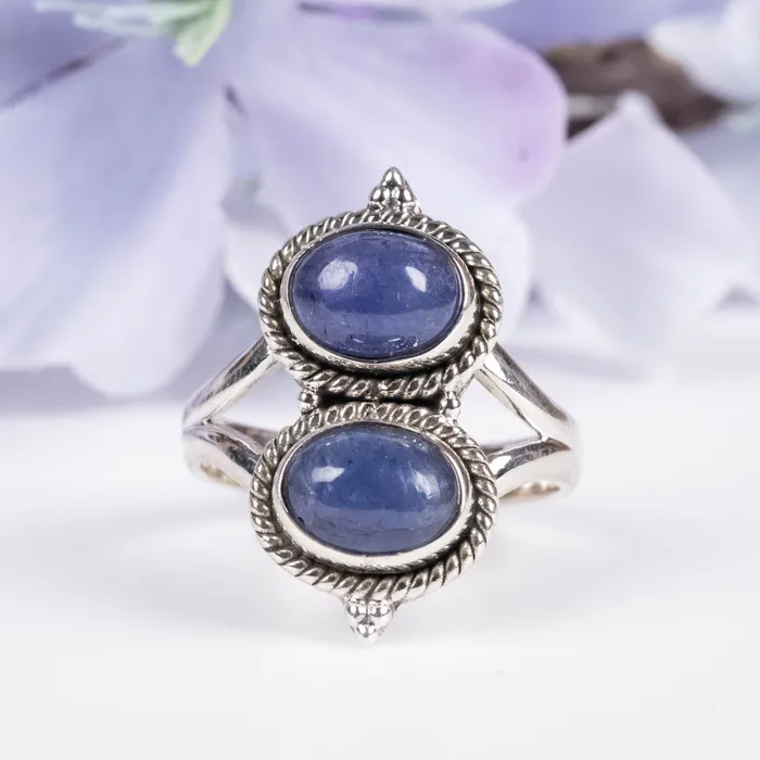 Rings Tanzanite Ring 8x6mm Size 7 925 Silver InnerVision Crystals