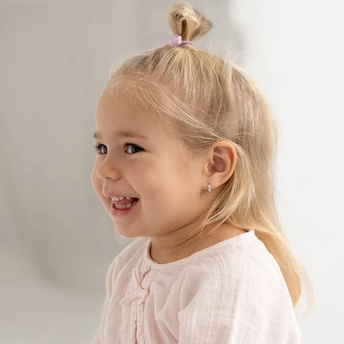 18k Gold Opal Pronged 7mm Baby Toddler Kids Earrings Hoop Baby Hoop Earrings Earrings