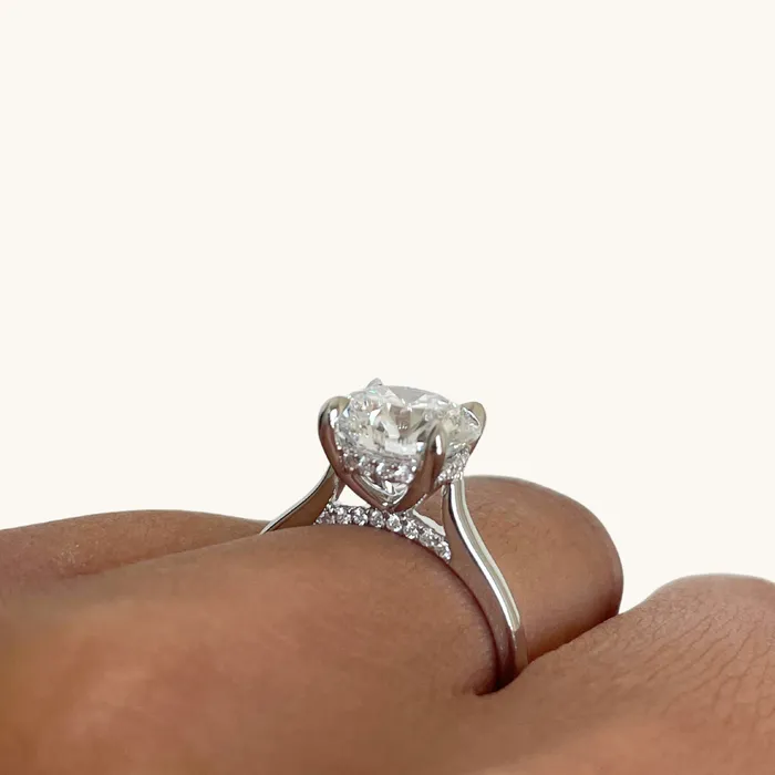307 Round Lab Diamond Engagement Ring with Hidden Halo Happy Jewelers Rings