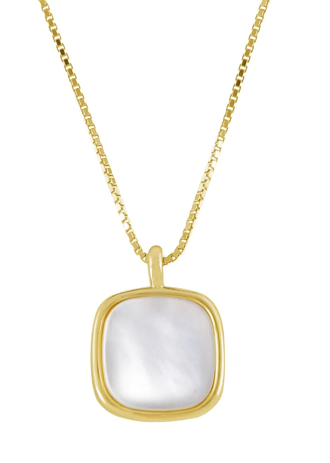 Alilang 925 Silver Vintage Square Pendant With White Fritillaria Shell Chain Necklace For Women Girl Jewelry Gift Wedding Alilang Necklaces