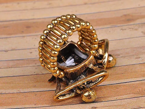 Alilang Rings Topaz Ribbon Swinging Wedding Christmas Dangle Bells Ring Alilang Rings Topaz Ribbon Swinging Wedding Christmas Dangle Bells Ring