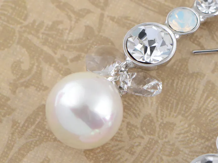 Alilang Swarovski Crystal Element Silver Pearl Colored Fish Hook Dangle Earrings Earrings