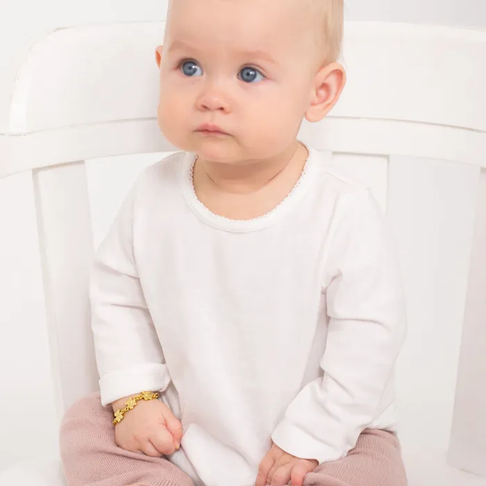 Baby Chain Link Bracelets Bracelets 5 Teddy Bear Figaro Boys Baby Toddler Bracelet Gold Plated Sterling Silver