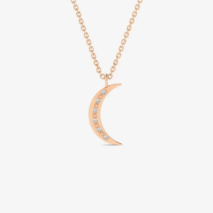 Diamond Crescent Moon Necklace Gelin Diamond Necklaces