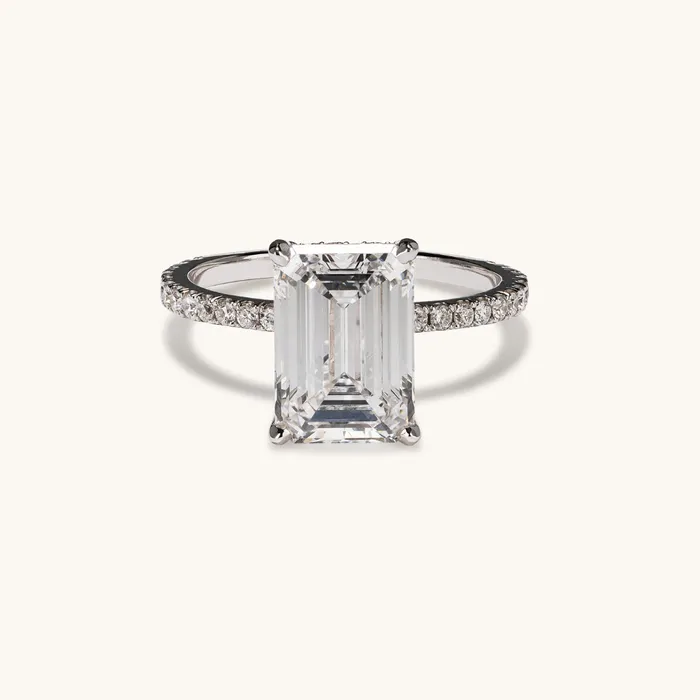 Happy Jewelers Rings Emerald Lab Diamond Engagement Ring with Signature Setting