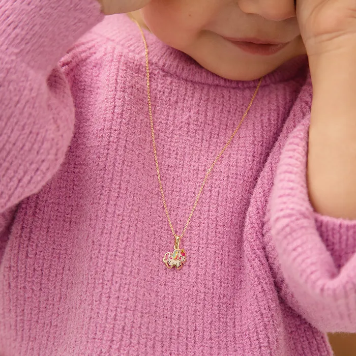 Kids Final Sale Necklaces 14k Gold Joyful Unicorn Baby Toddler Kids PendantNecklace Enamel