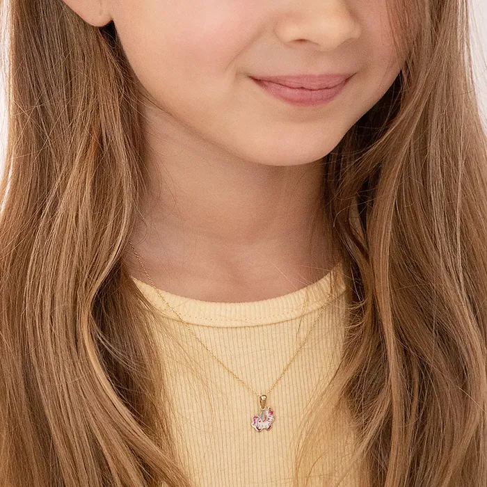 Kids Final Sale Necklaces 14k Gold Joyful Unicorn Baby Toddler Kids PendantNecklace Enamel