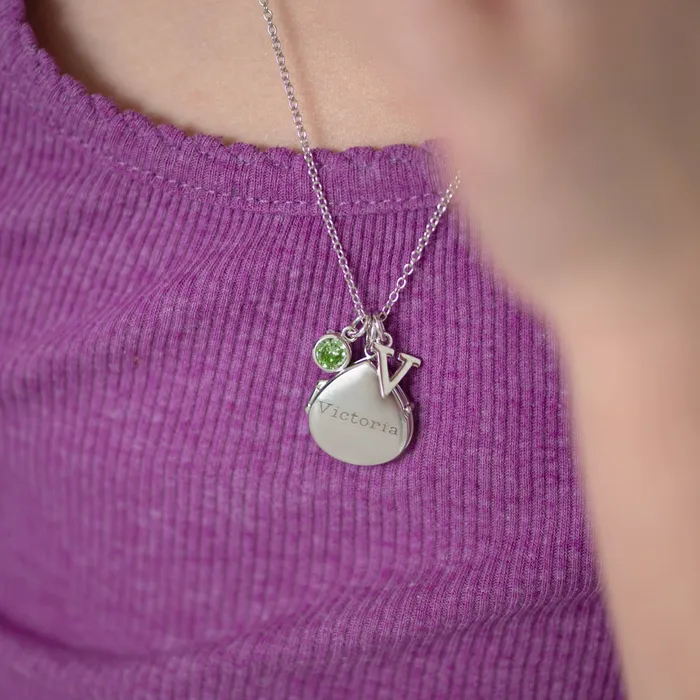 Kids Locket Necklaces Necklaces Classic Personalized Kids Teen Pear PendantNecklace With Charms Sterling Silver