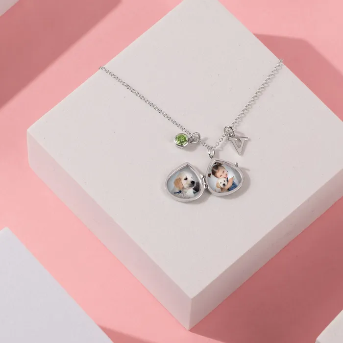 Kids Locket Necklaces Necklaces Classic Personalized Kids Teen Pear PendantNecklace With Charms Sterling Silver