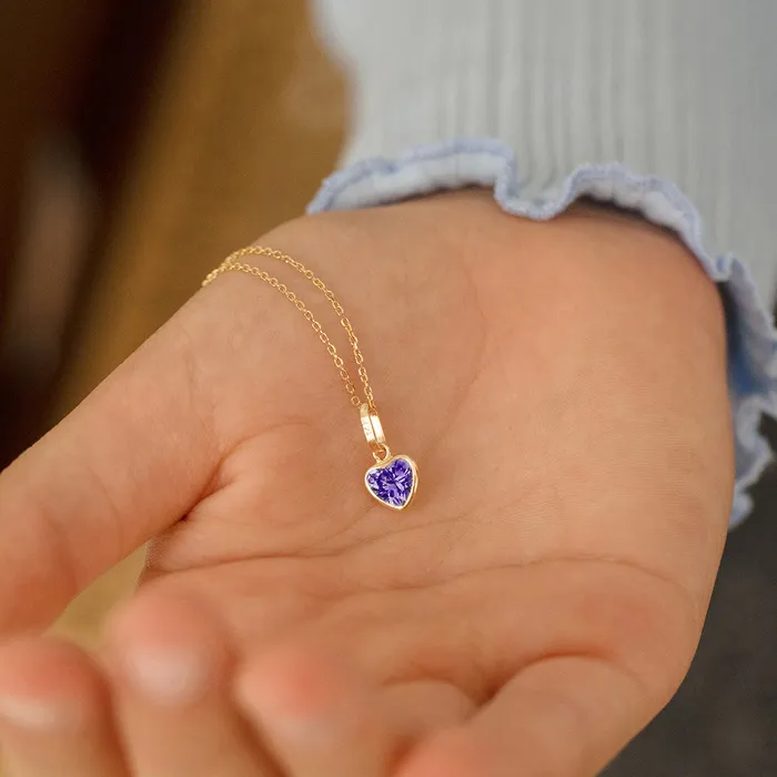 Kids Necklaces Pendants Necklaces 14k Gold Glimmering Simulated Birthstone Heart Kids Childrens Girls PendantNecklace