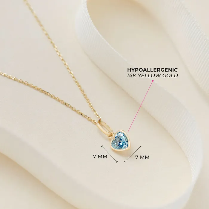 Kids Necklaces Pendants Necklaces 14k Gold Glimmering Simulated Birthstone Heart Kids Childrens Girls PendantNecklace