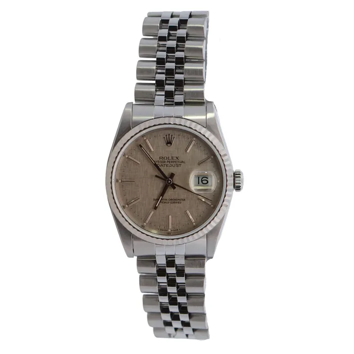Watches Happy Jewelers Rolex Datejust 36mm Silver Dial Watch Ref 16234